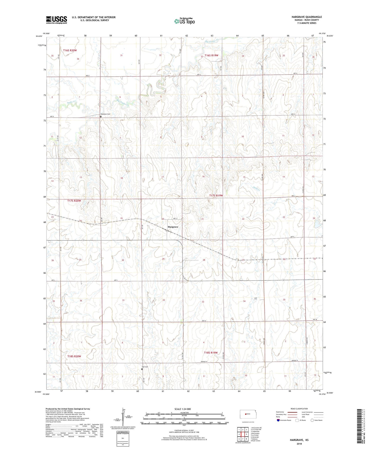 Hargrave Kansas US Topo Map Image