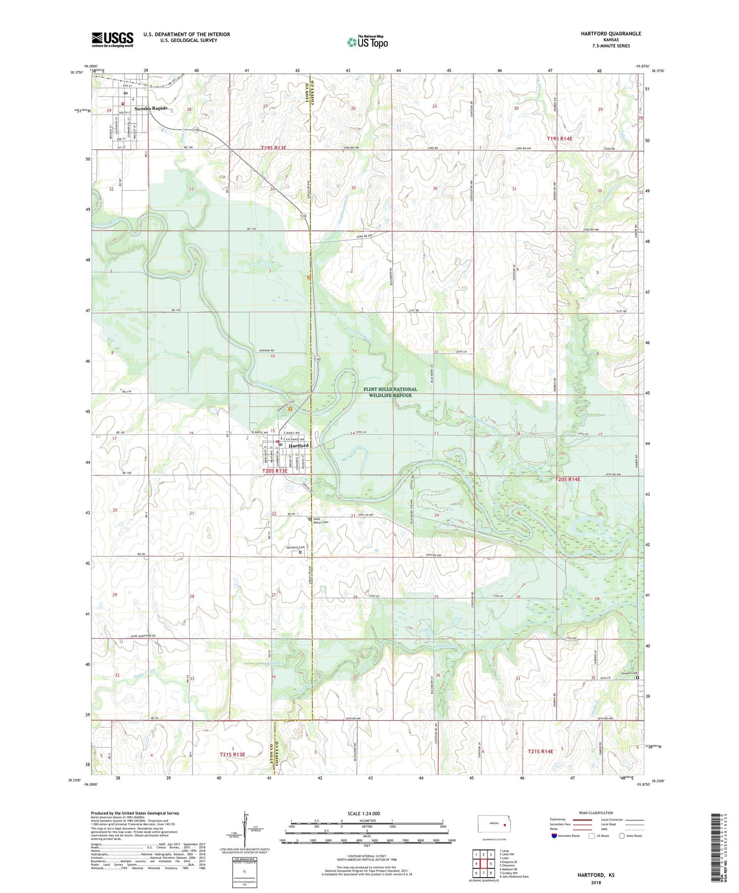 Hartford Kansas US Topo Map Image