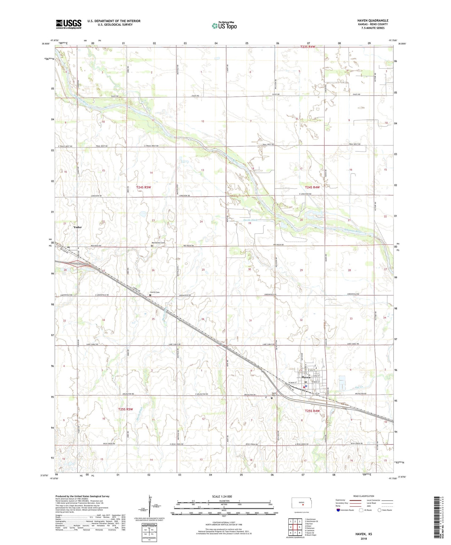 Haven Kansas US Topo Map Image