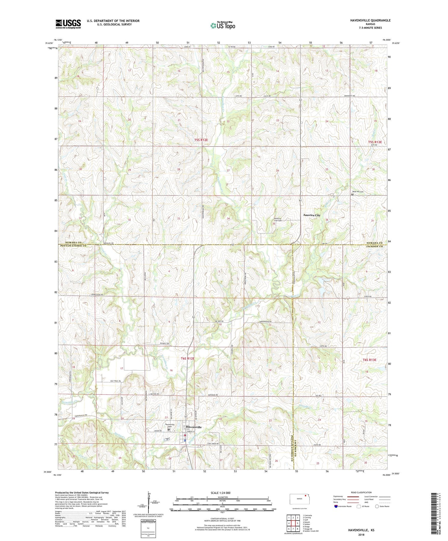 Havensville Kansas US Topo Map Image