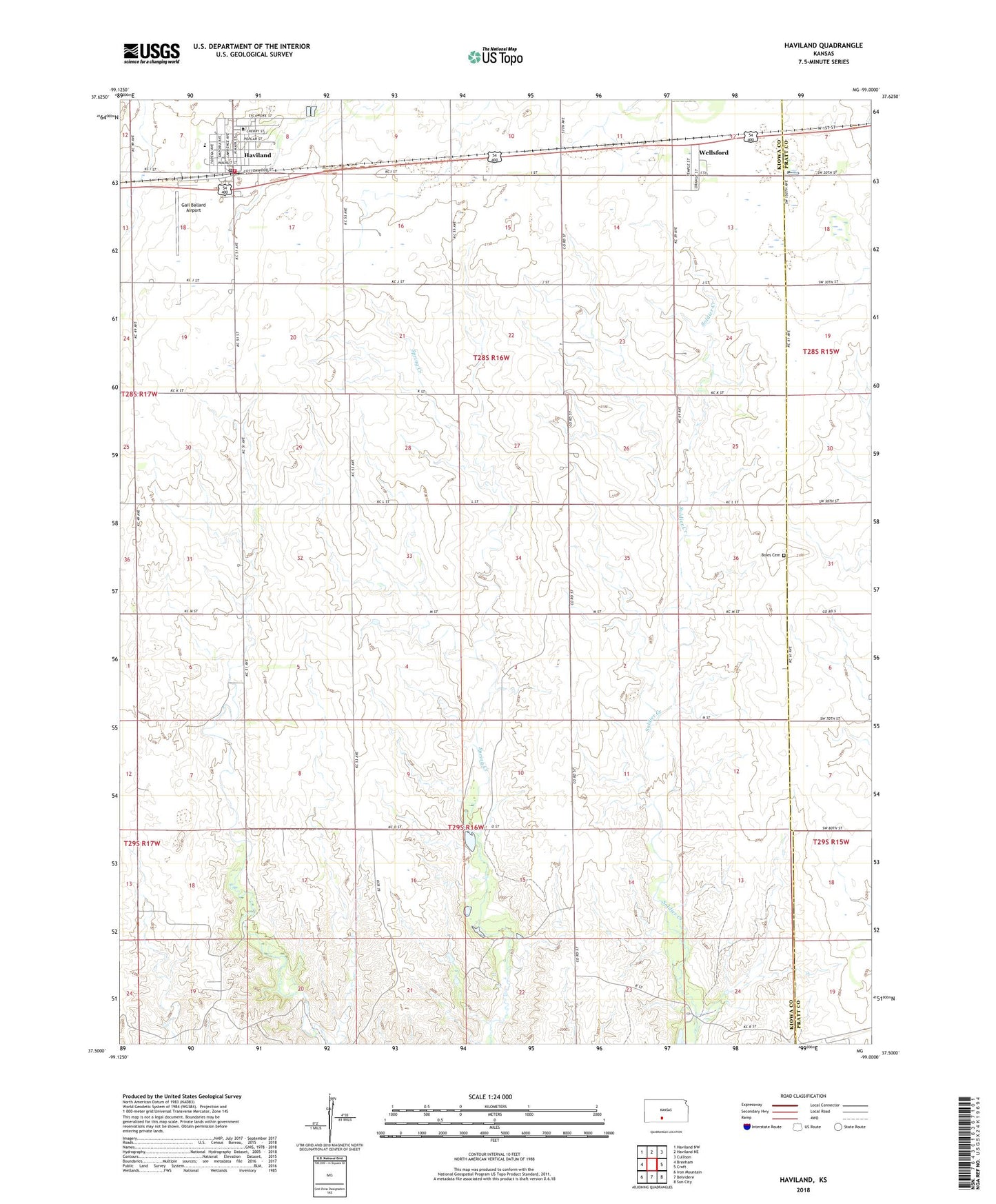 Haviland Kansas US Topo Map Image