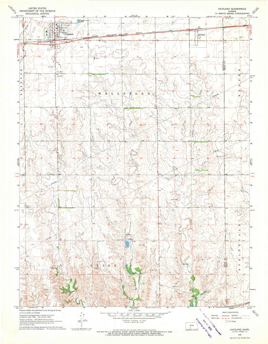 Classic USGS Haviland Kansas 7.5'x7.5' Topo Map Image