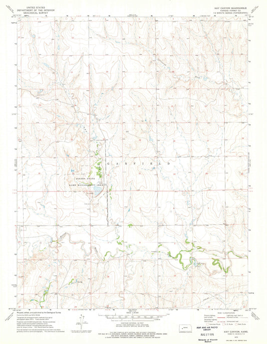 Classic USGS Hay Canyon Kansas 7.5'x7.5' Topo Map Image