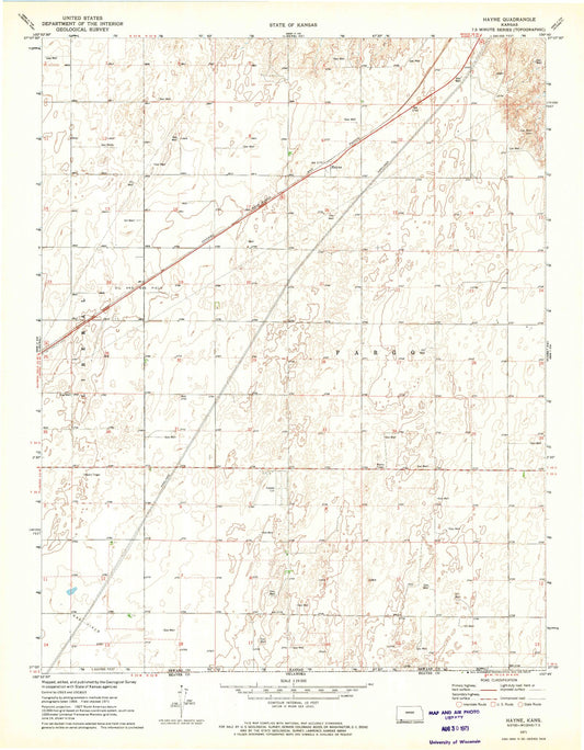 Classic USGS Hayne Kansas 7.5'x7.5' Topo Map Image