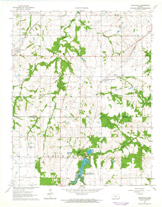 Classic USGS Hiattville Kansas 7.5'x7.5' Topo Map Image