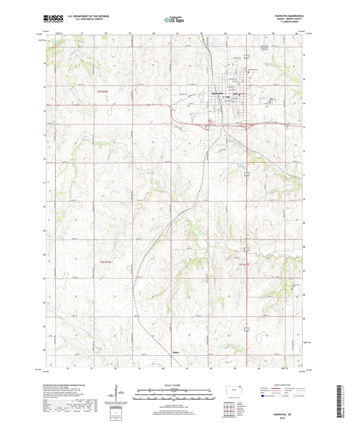 Hiawatha Kansas US Topo Map Image