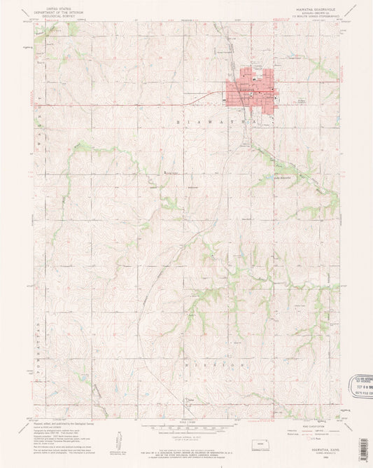 Classic USGS Hiawatha Kansas 7.5'x7.5' Topo Map Image