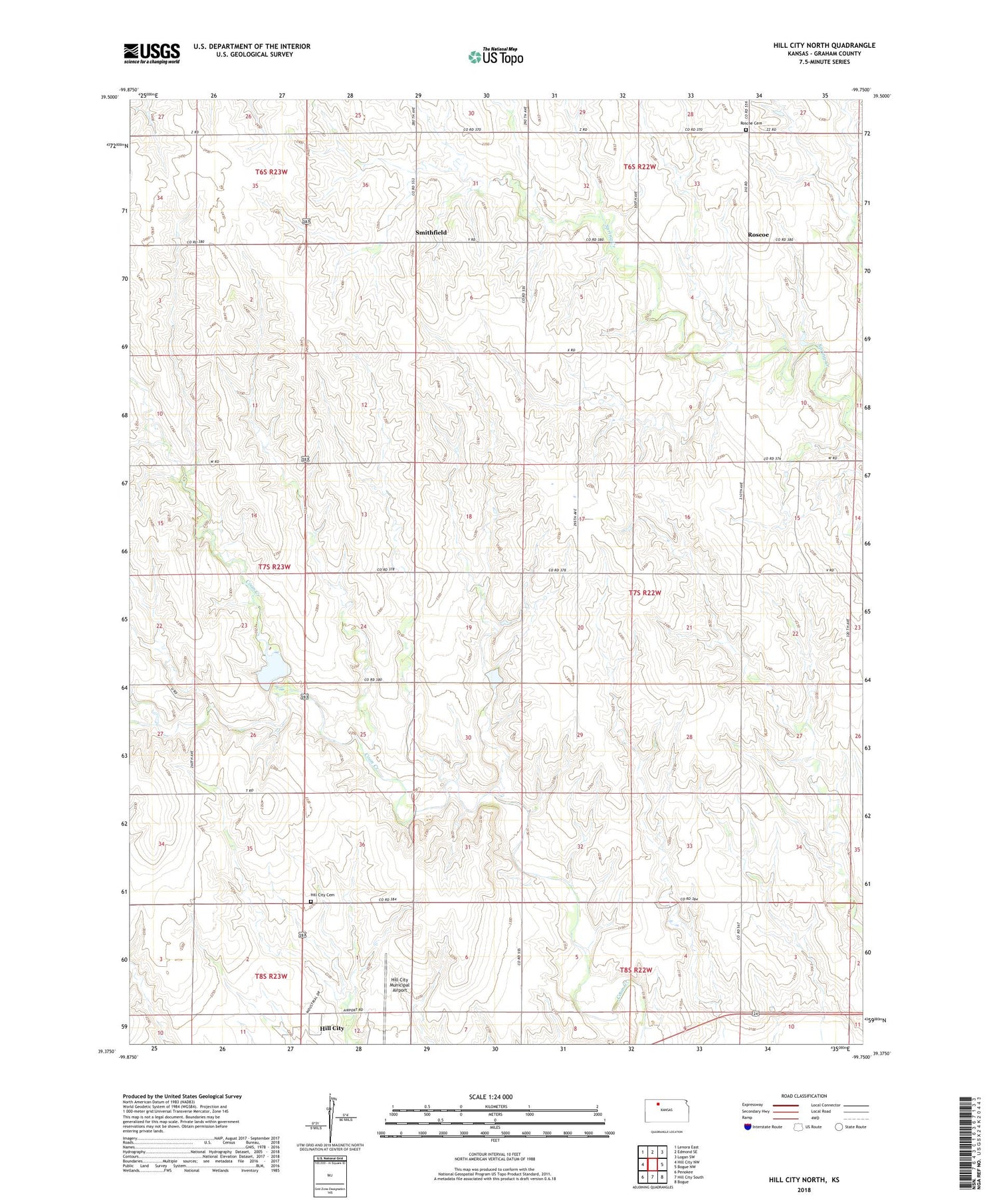 Hill City North Kansas US Topo Map Image