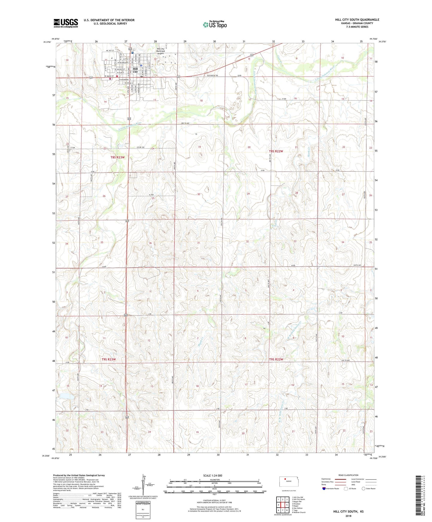 Hill City South Kansas US Topo Map Image