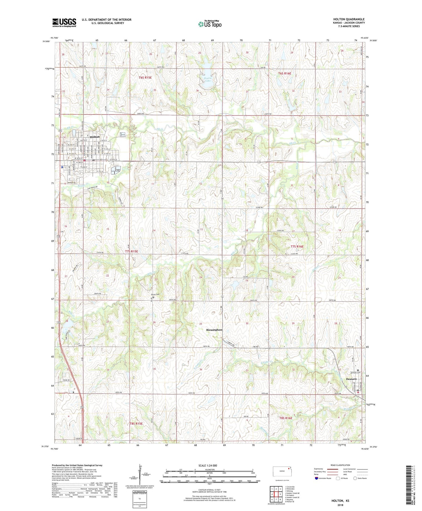 Holton Kansas US Topo Map Image