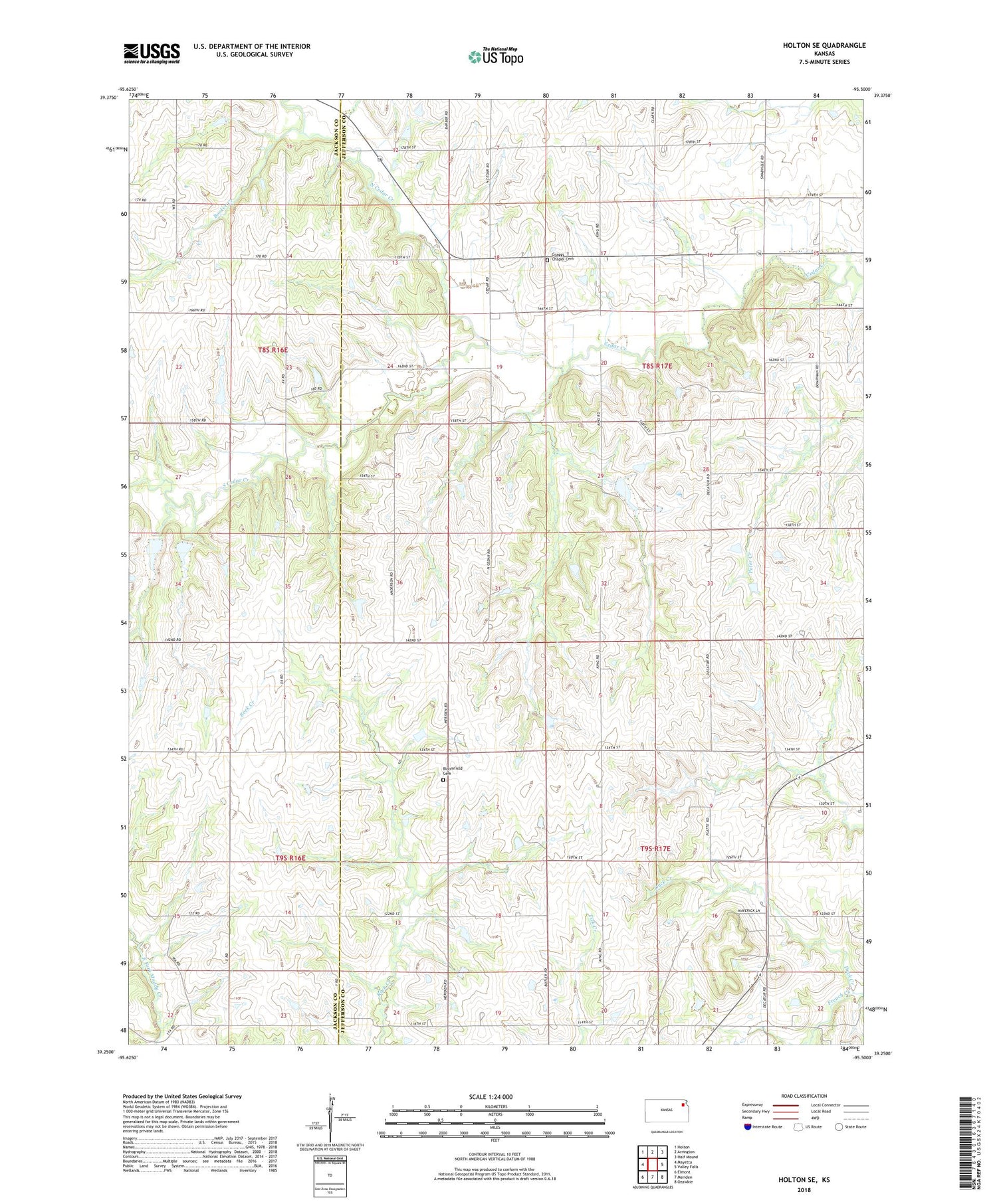 Holton SE Kansas US Topo Map Image