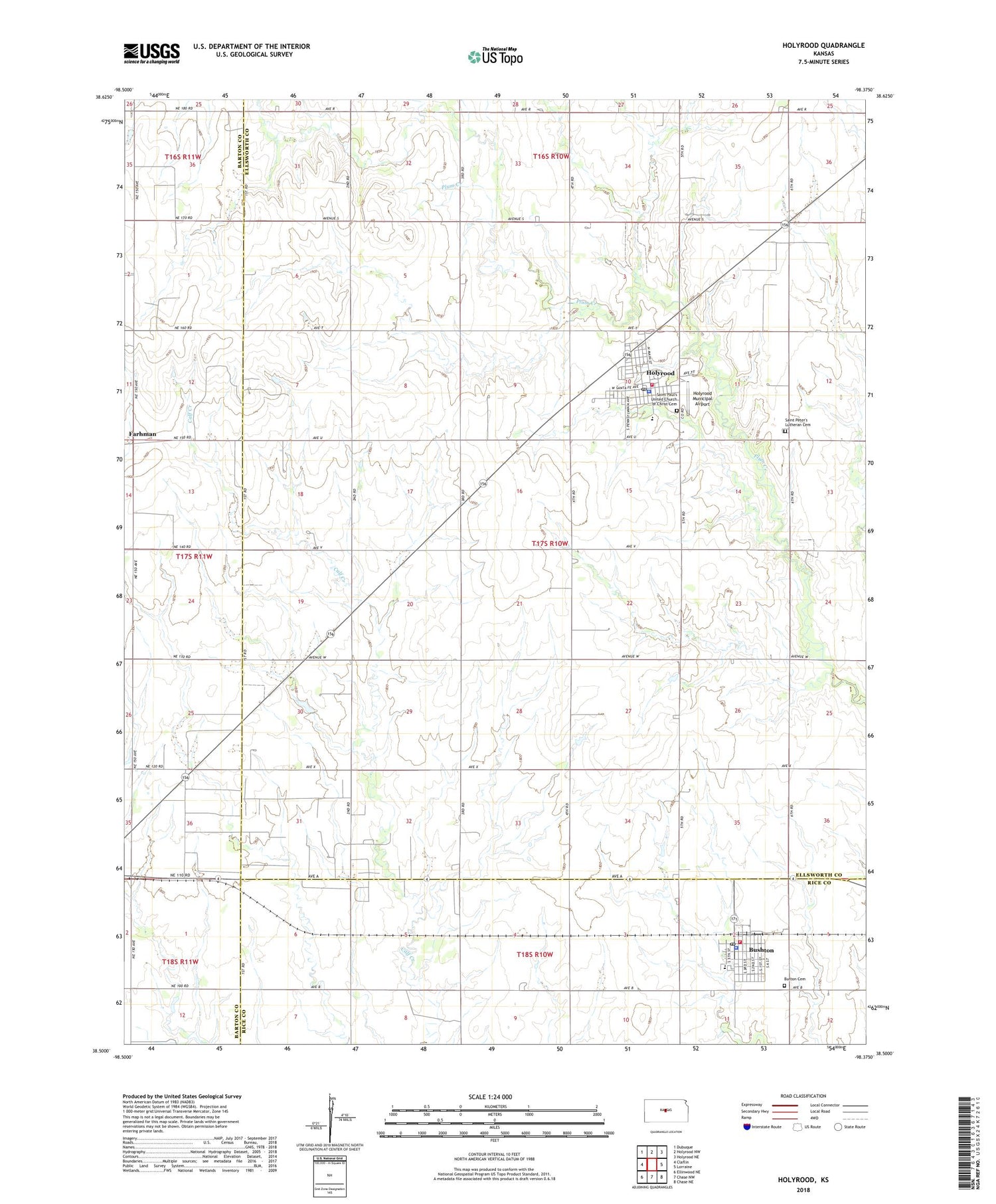 Holyrood Kansas US Topo Map Image