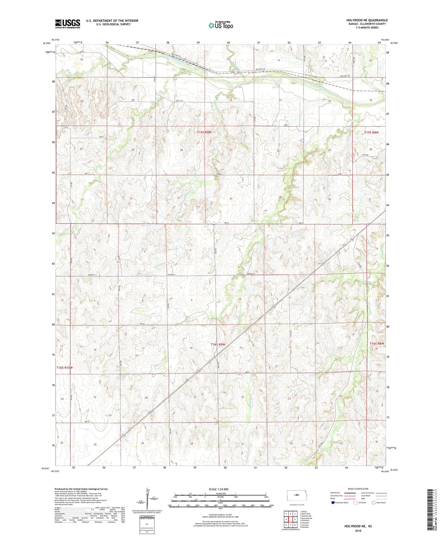 Holyrood NE Kansas US Topo Map Image