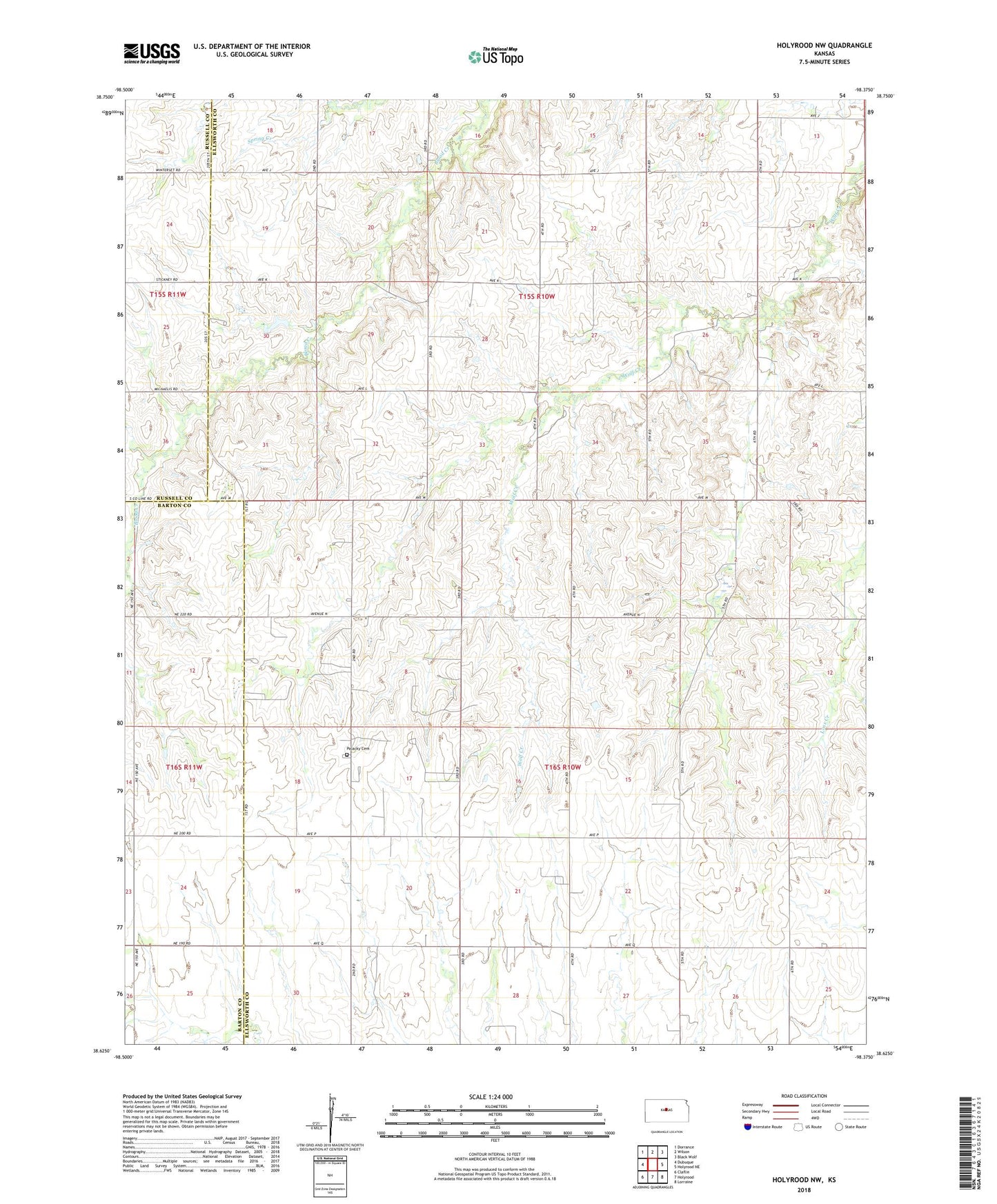 Holyrood NW Kansas US Topo Map Image