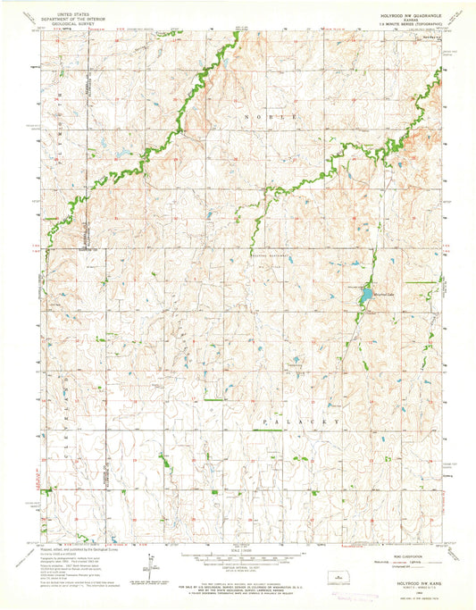 Classic USGS Holyrood NW Kansas 7.5'x7.5' Topo Map Image
