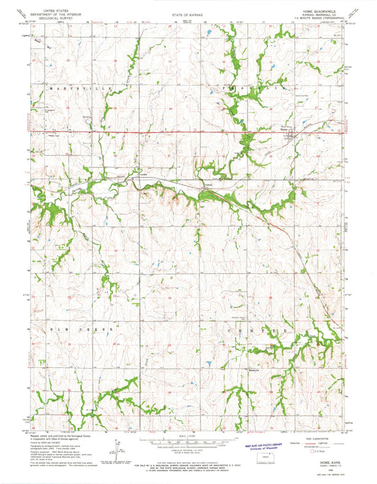 Classic USGS Home Kansas 7.5'x7.5' Topo Map Image