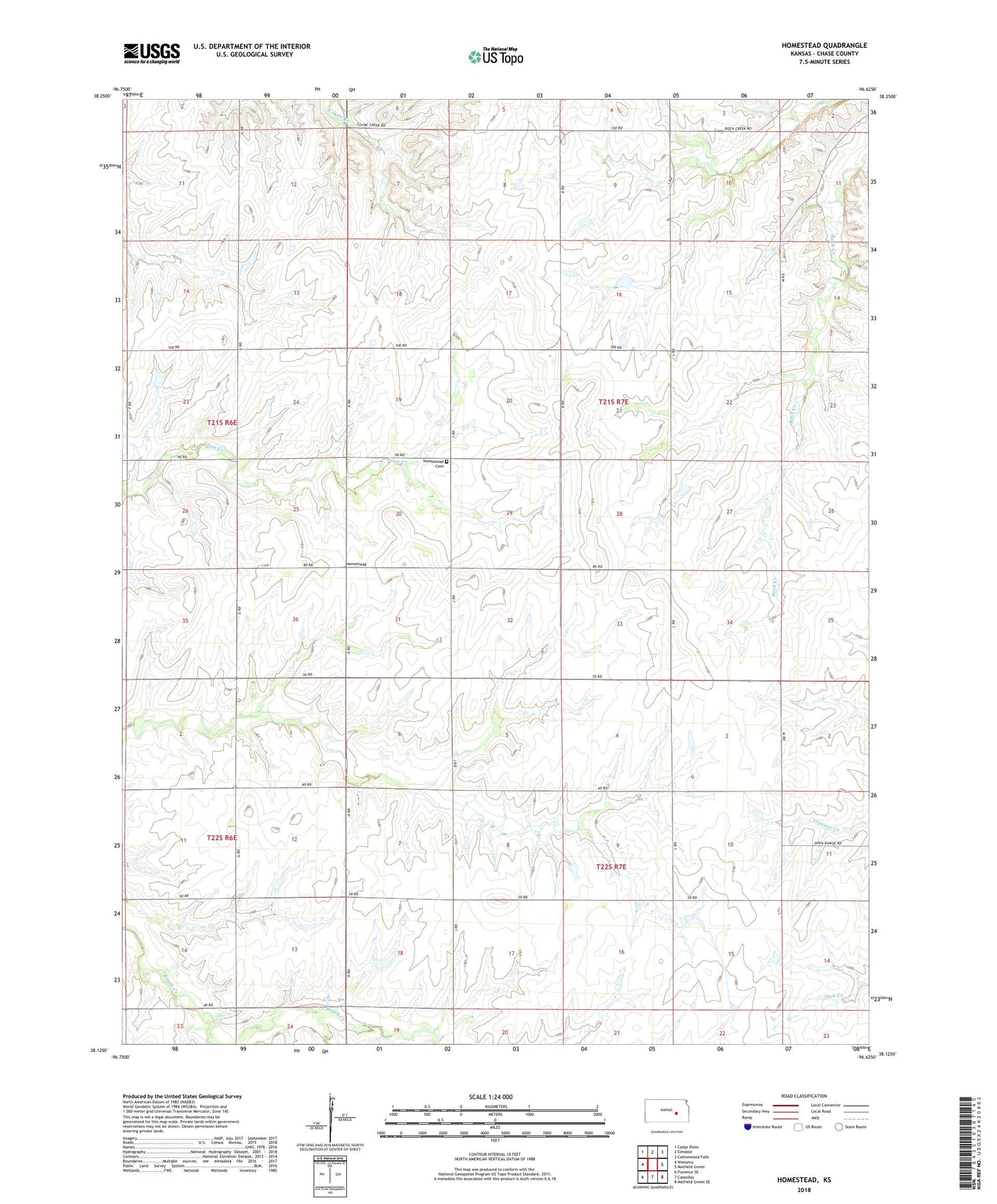 Homestead Kansas US Topo Map Image