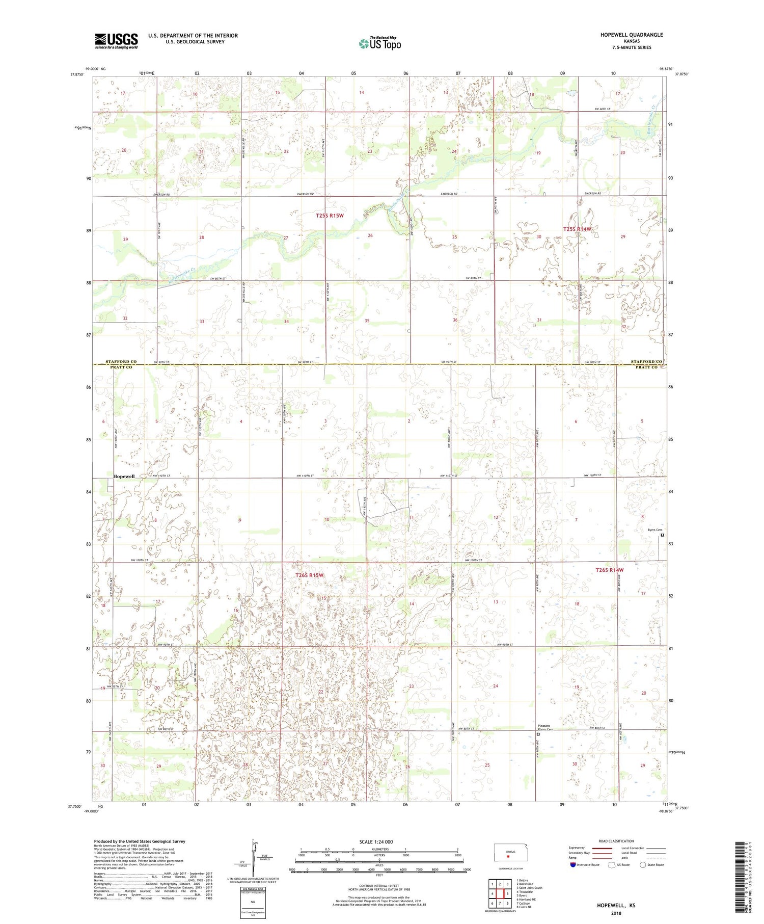 Hopewell Kansas US Topo Map Image
