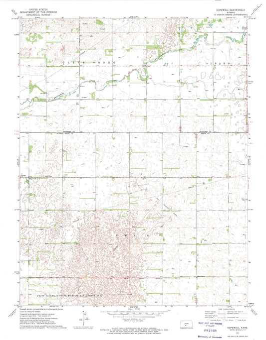 Classic USGS Hopewell Kansas 7.5'x7.5' Topo Map Image