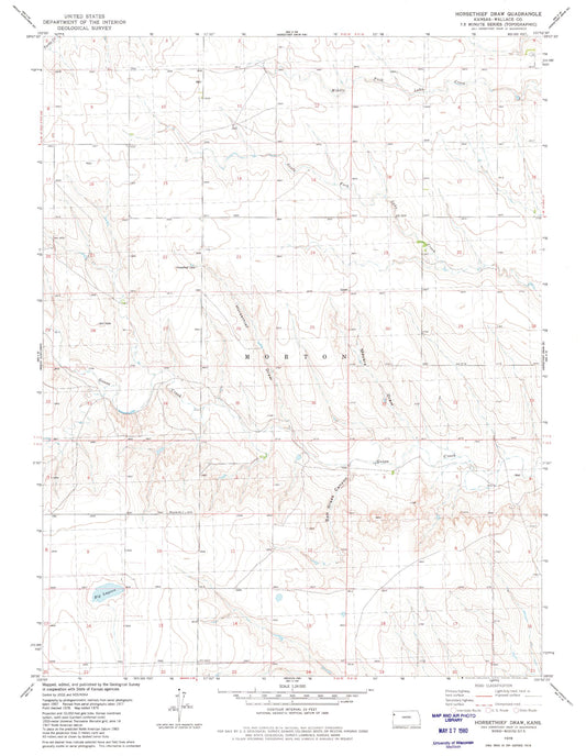 Classic USGS Horsethief Draw Kansas 7.5'x7.5' Topo Map Image