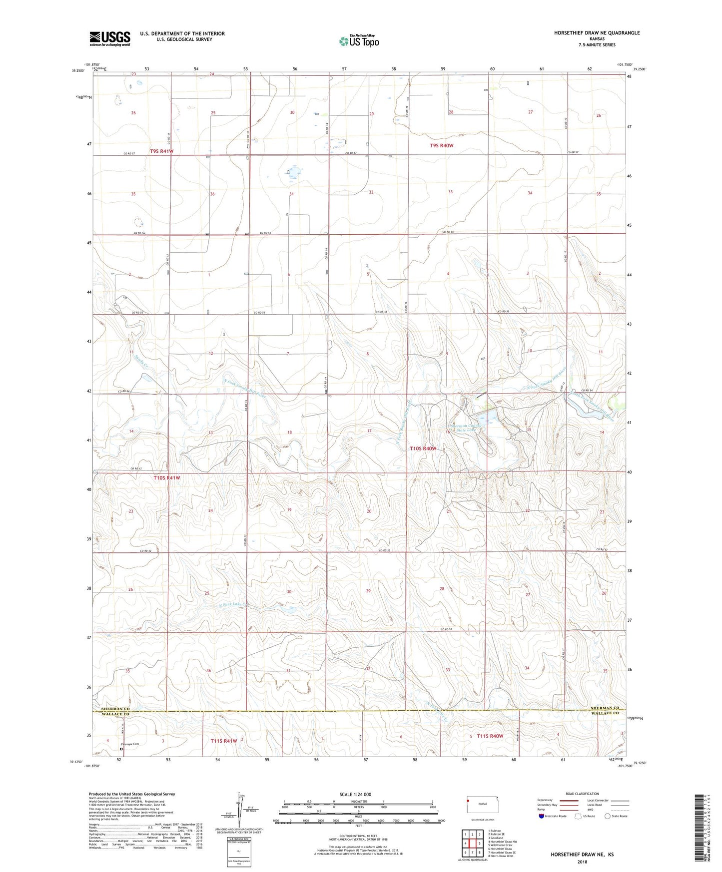 Horsethief Draw NE Kansas US Topo Map Image