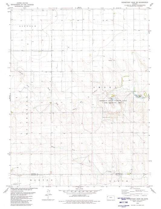 Classic USGS Horsethief Draw NE Kansas 7.5'x7.5' Topo Map Image