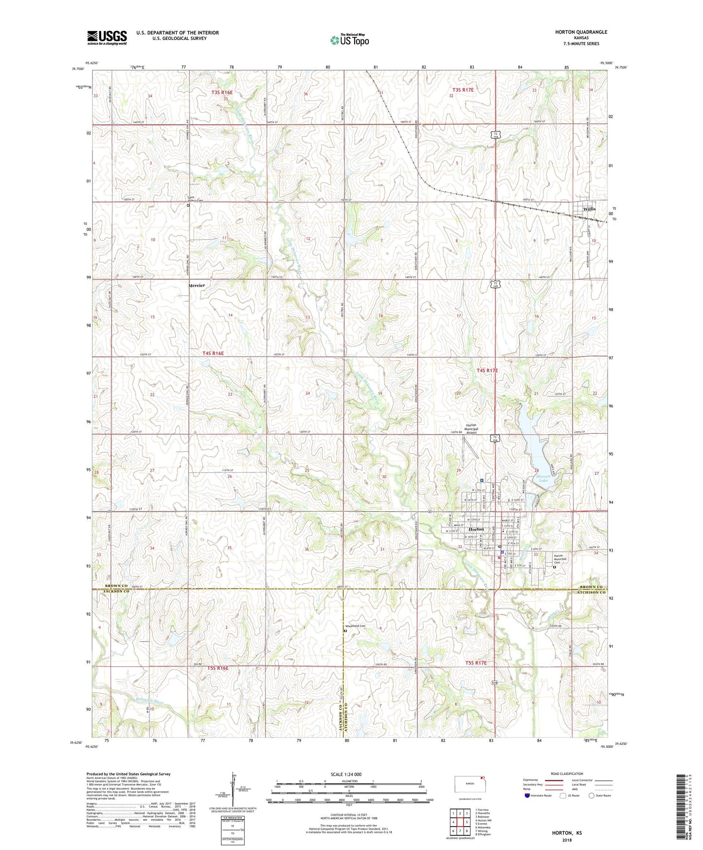 Horton Kansas US Topo Map Image