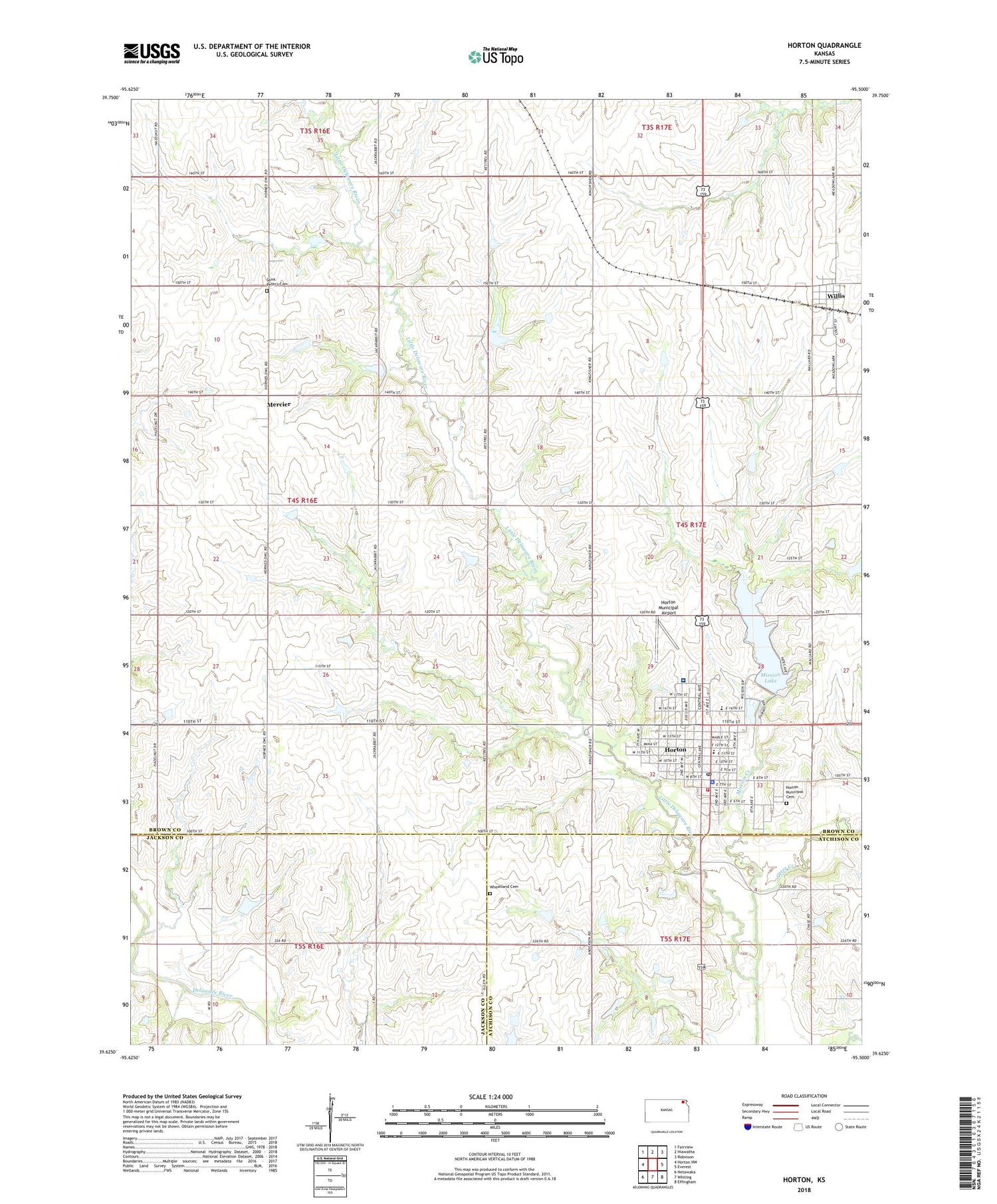 Horton Kansas US Topo Map Image