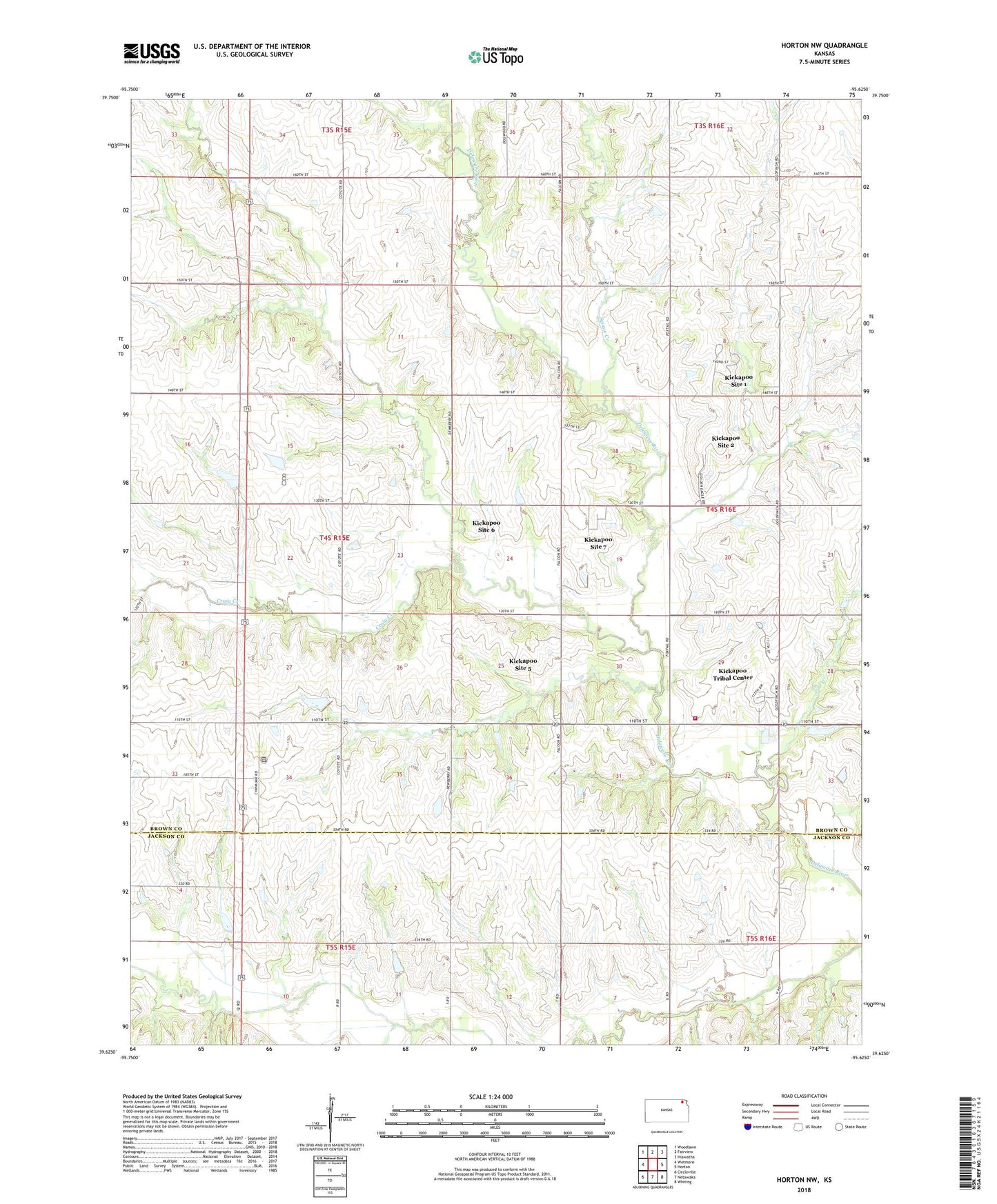 Horton NW Kansas US Topo Map Image