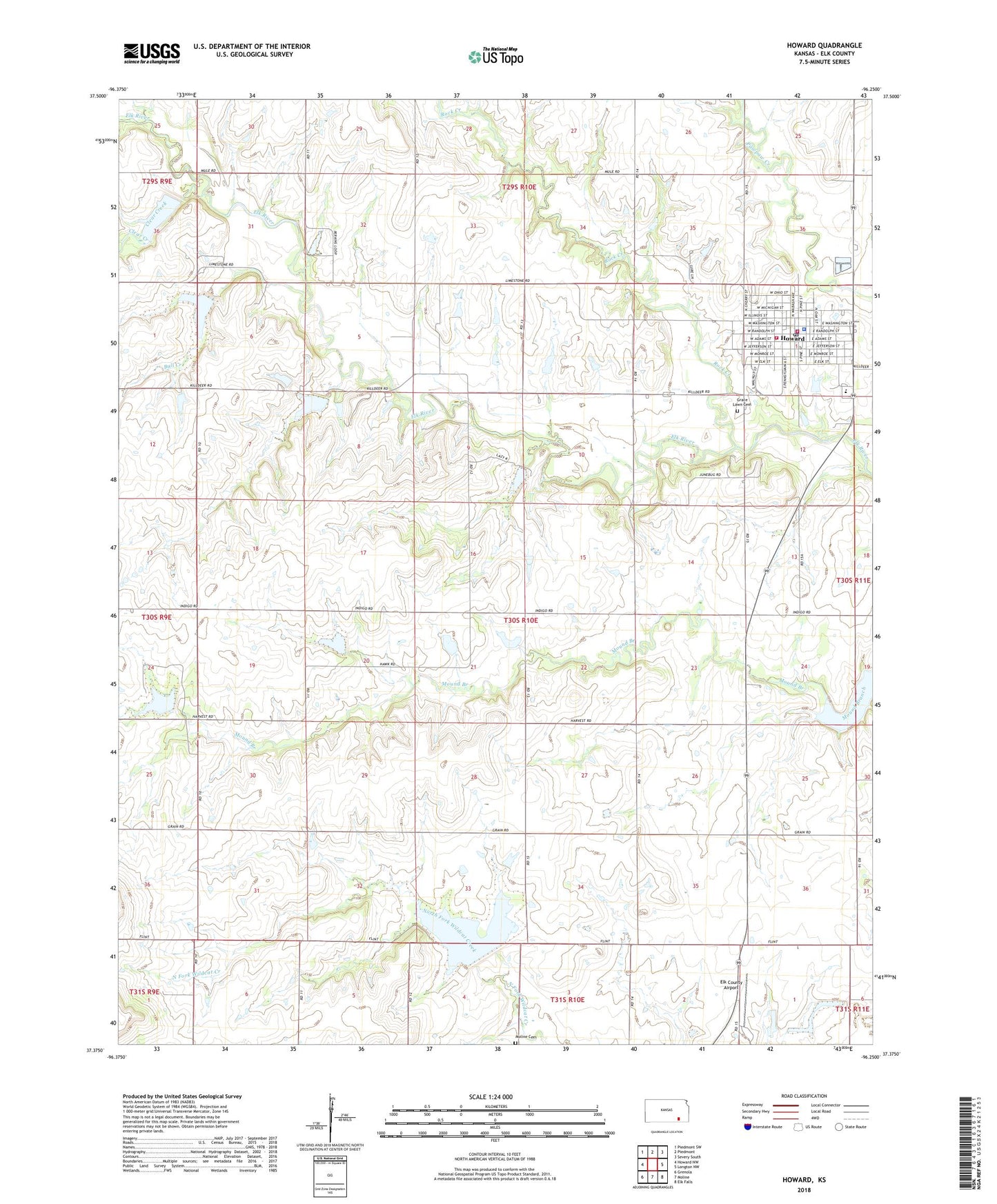 Howard Kansas US Topo Map Image