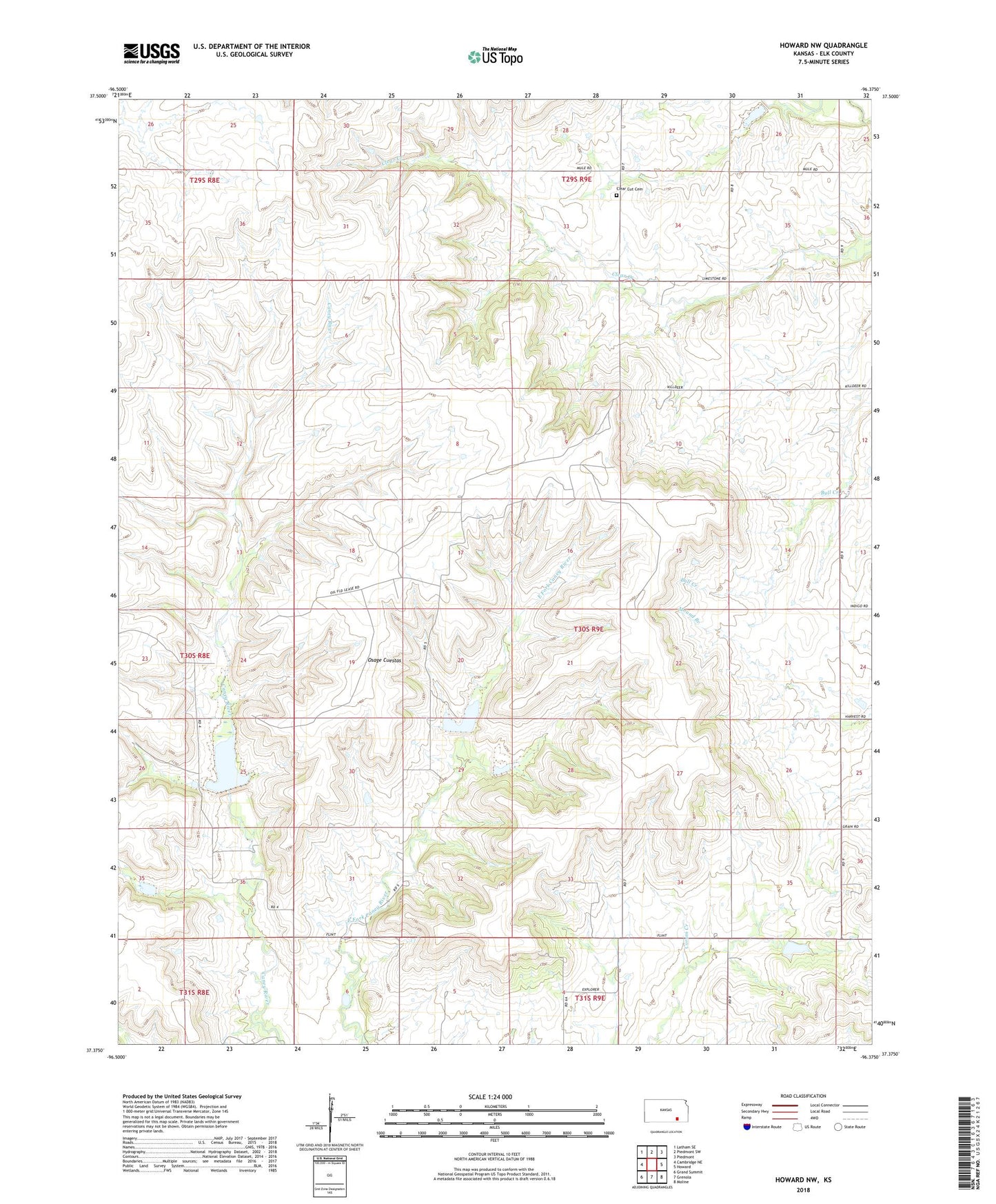 Howard NW Kansas US Topo Map Image
