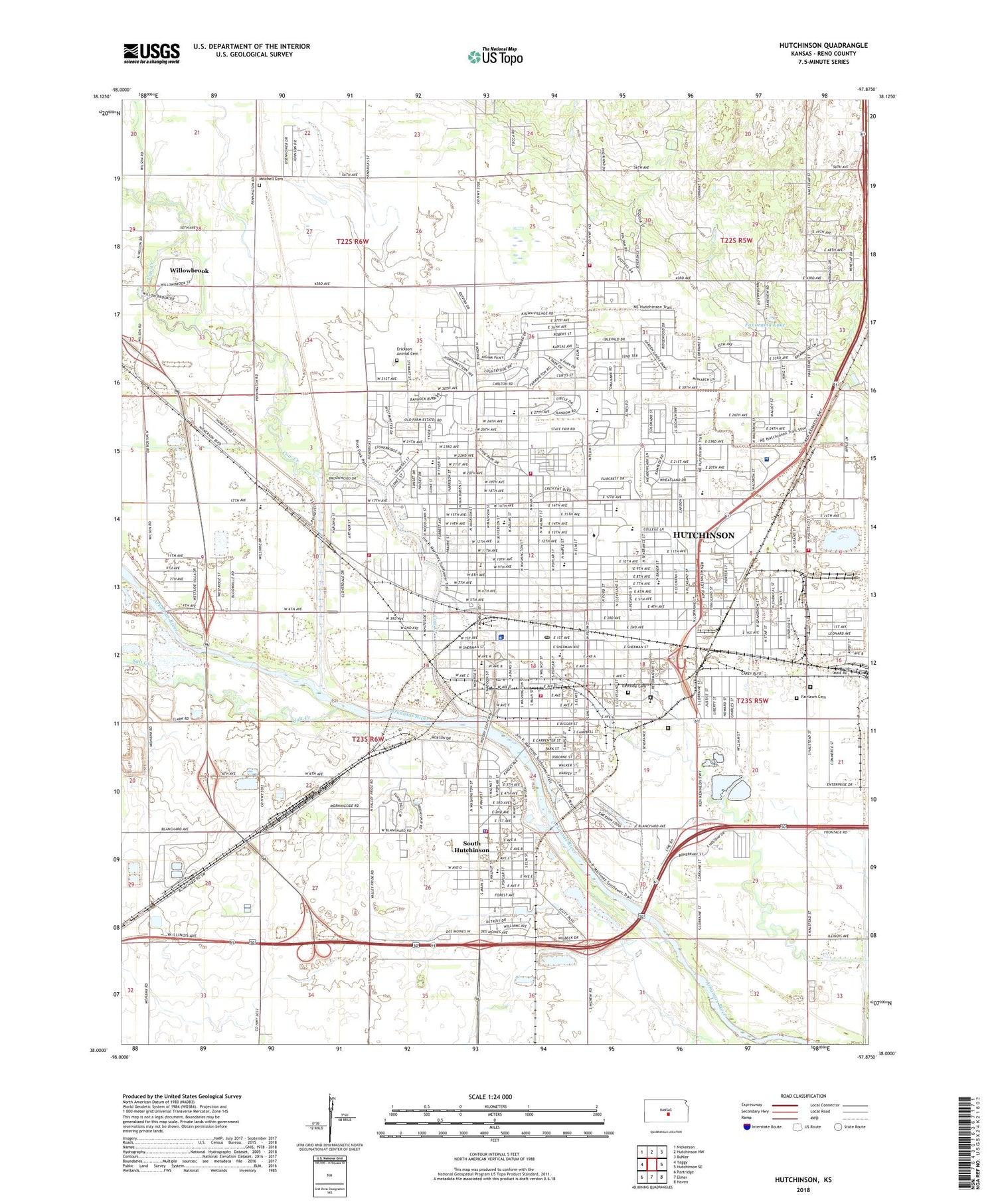 Hutchinson Kansas US Topo Map Image