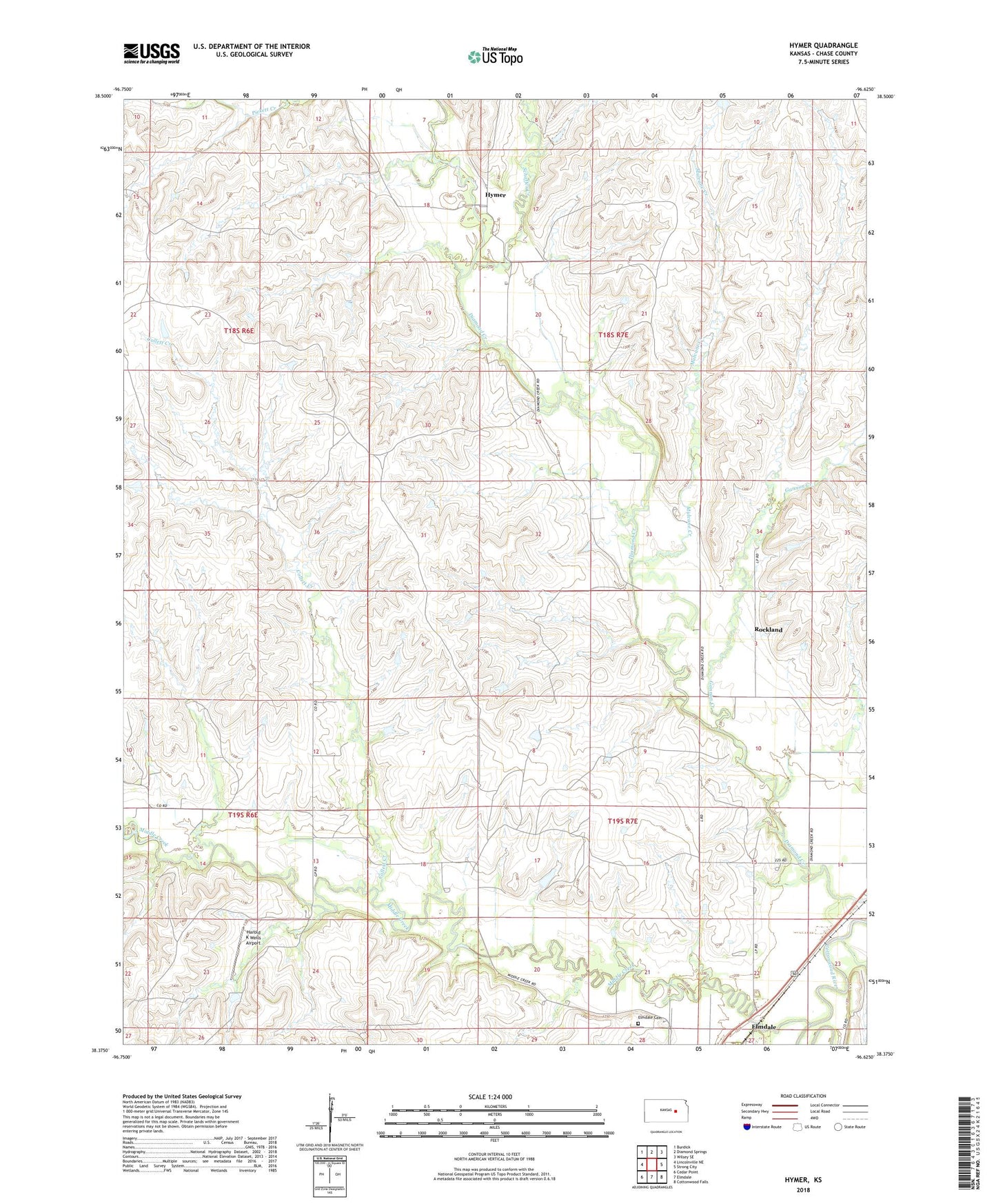Hymer Kansas US Topo Map Image