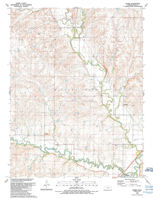 Classic USGS Hymer Kansas 7.5'x7.5' Topo Map Image