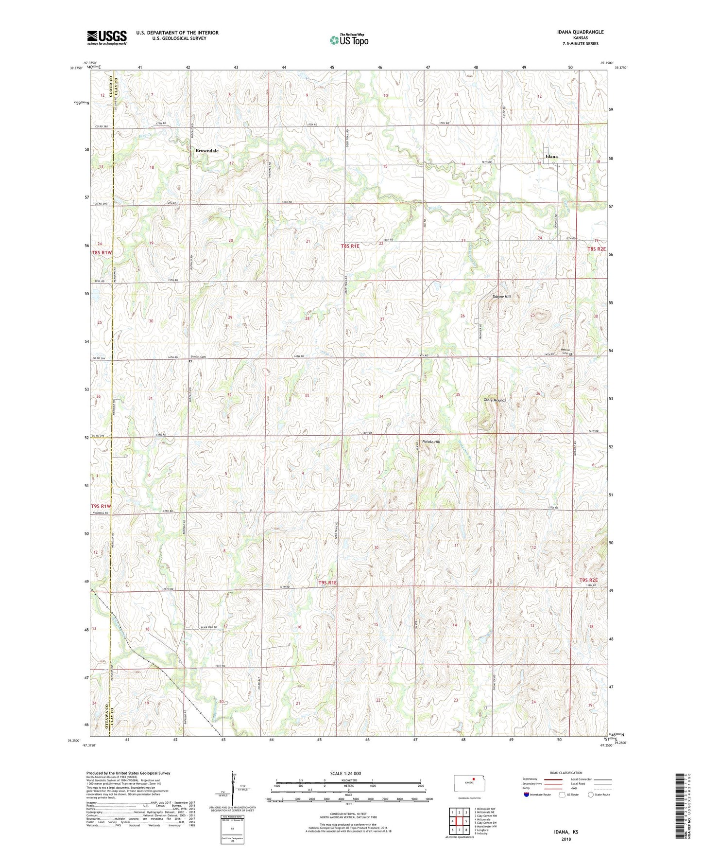 Idana Kansas US Topo Map Image