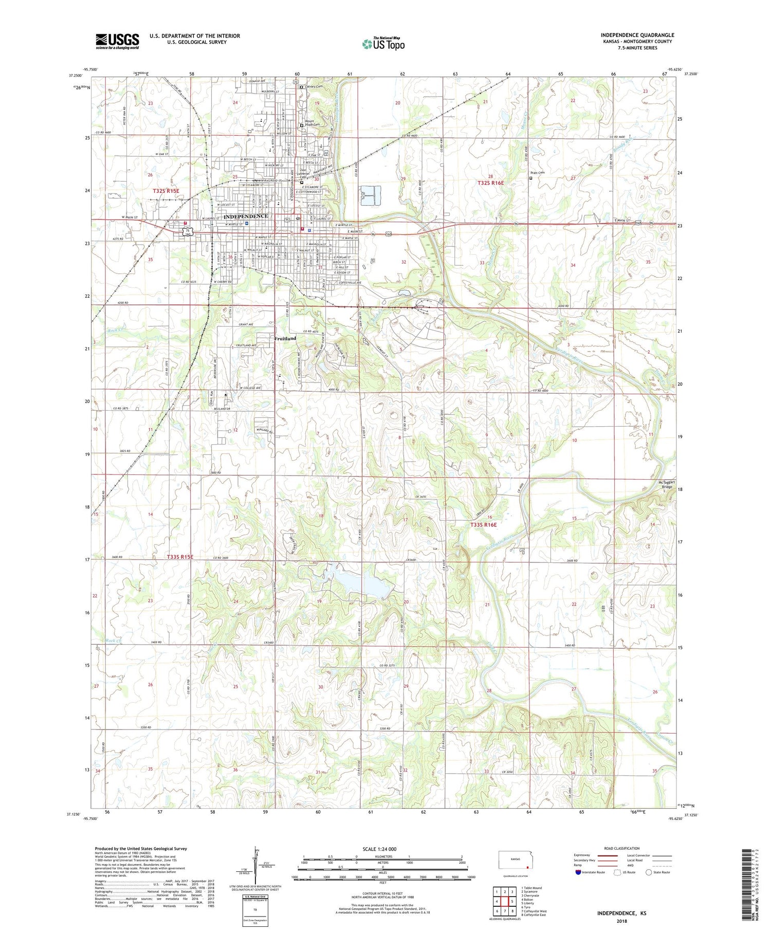 Independence Kansas US Topo Map Image