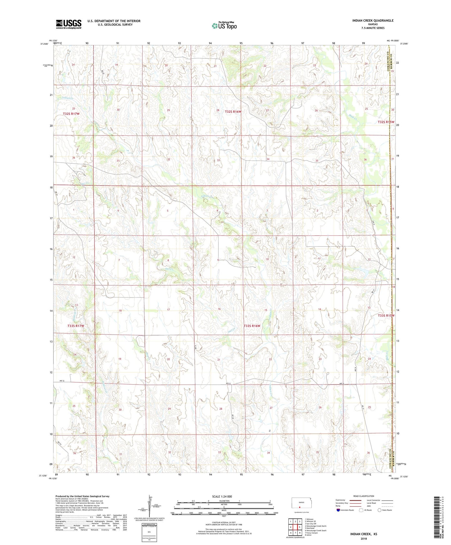 Indian Creek Kansas US Topo Map Image