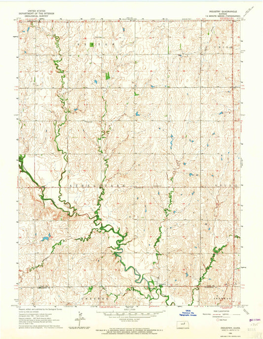 Classic USGS Industry Kansas 7.5'x7.5' Topo Map Image