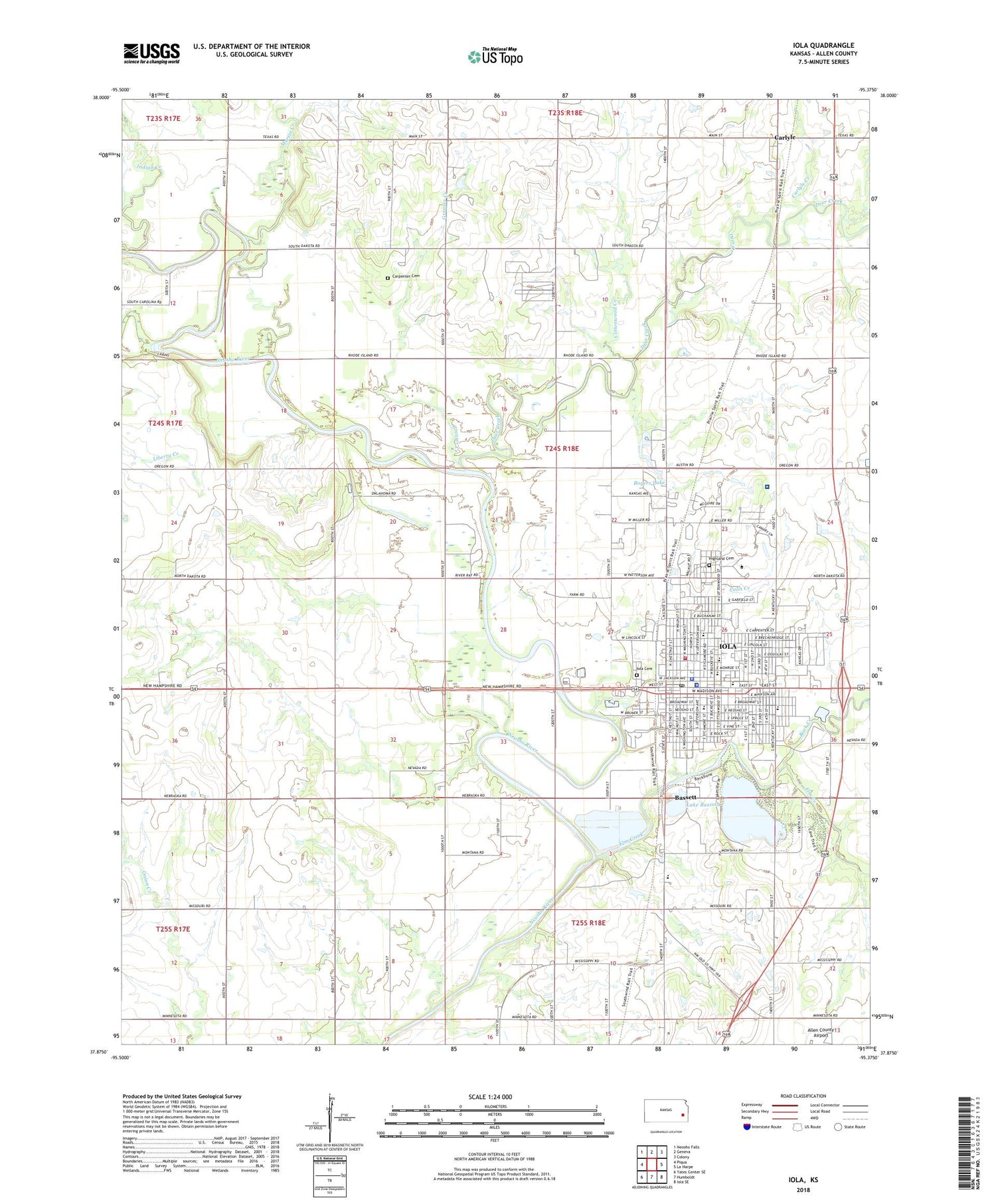 Iola Kansas US Topo Map Image