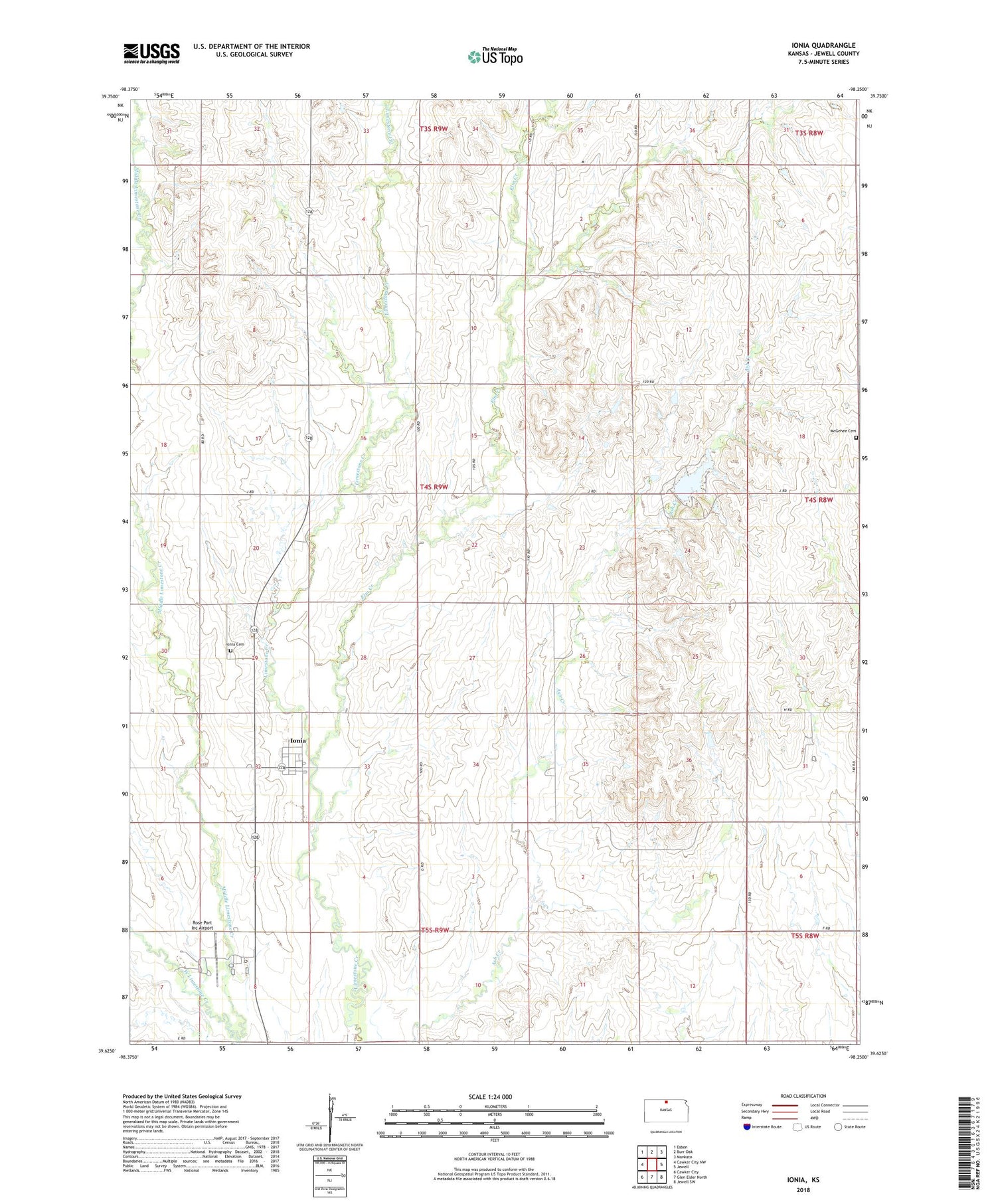 Ionia Kansas US Topo Map Image