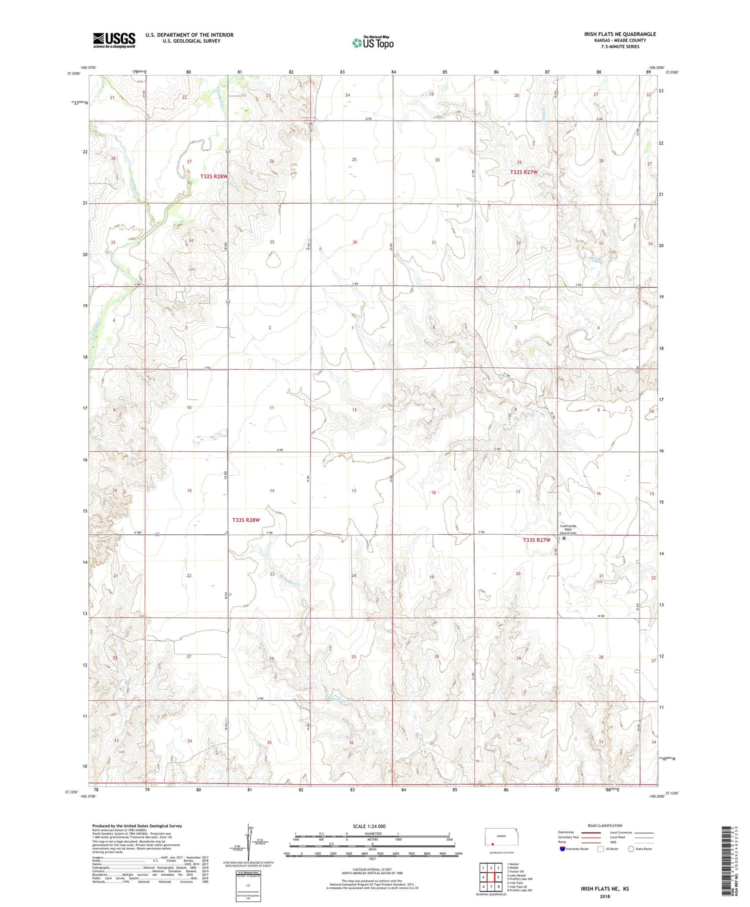 Irish Flats NE Kansas US Topo Map Image