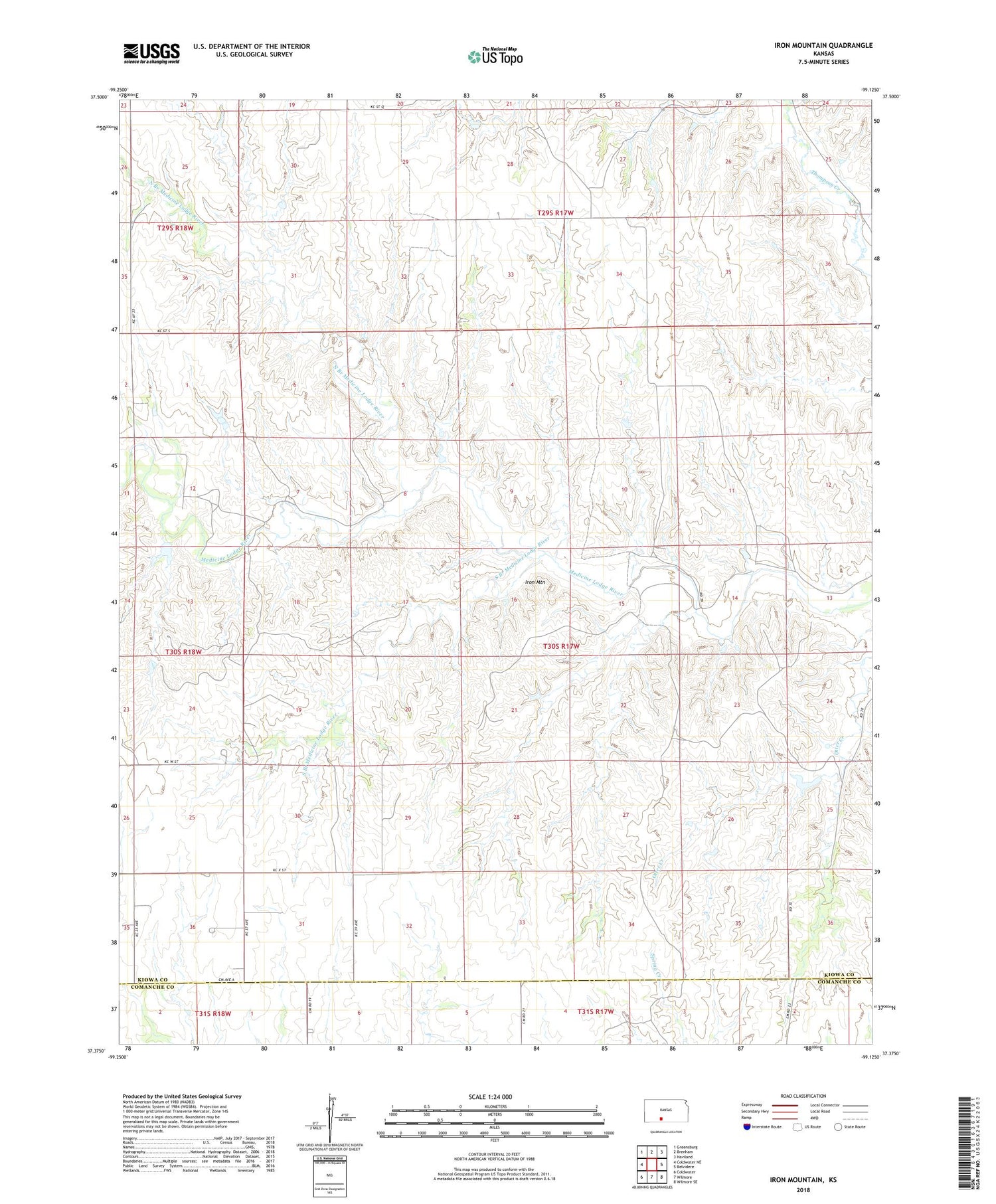 Iron Mountain Kansas US Topo Map Image