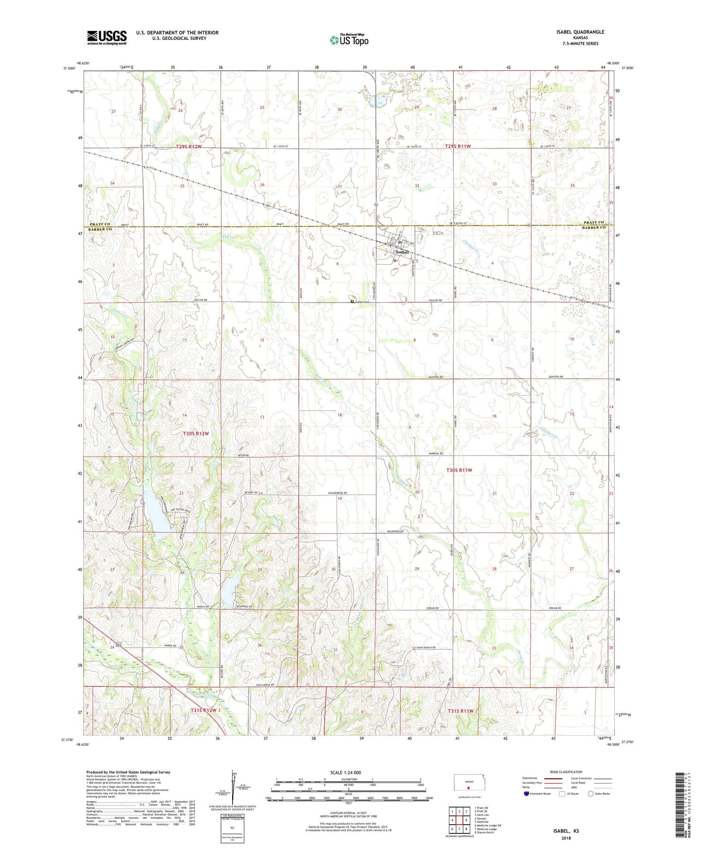 Isabel Kansas US Topo Map Image