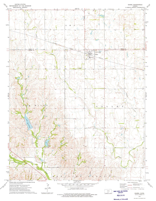 Classic USGS Isabel Kansas 7.5'x7.5' Topo Map Image