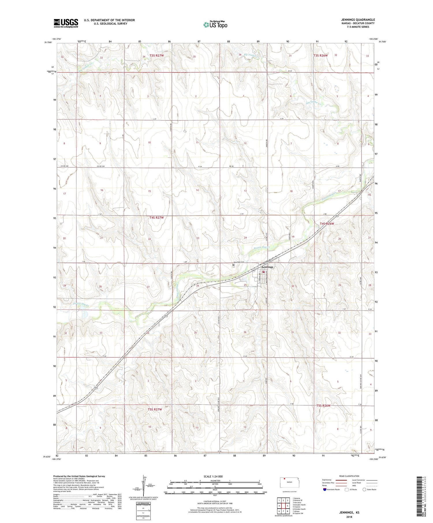 Jennings Kansas US Topo Map Image