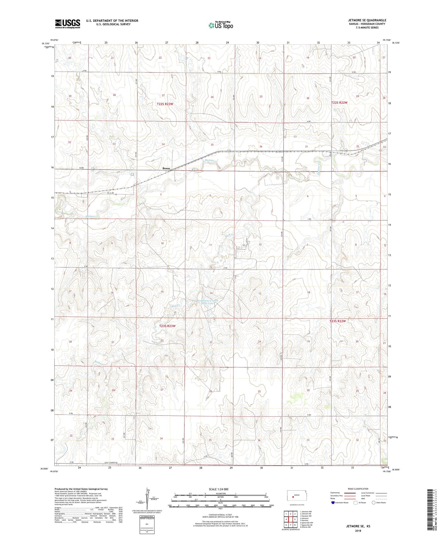 Jetmore SE Kansas US Topo Map Image