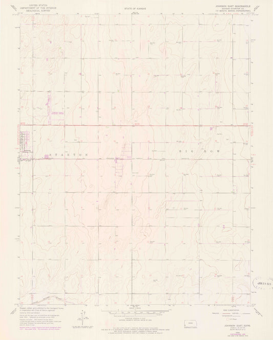 Classic USGS Johnson East Kansas 7.5'x7.5' Topo Map Image