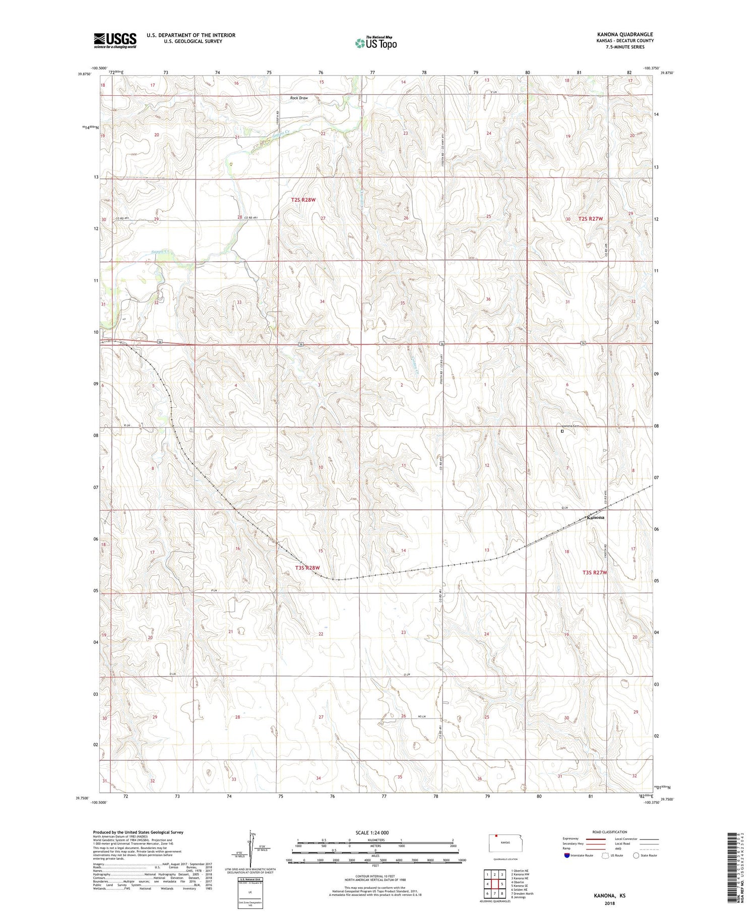 Kanona Kansas US Topo Map Image
