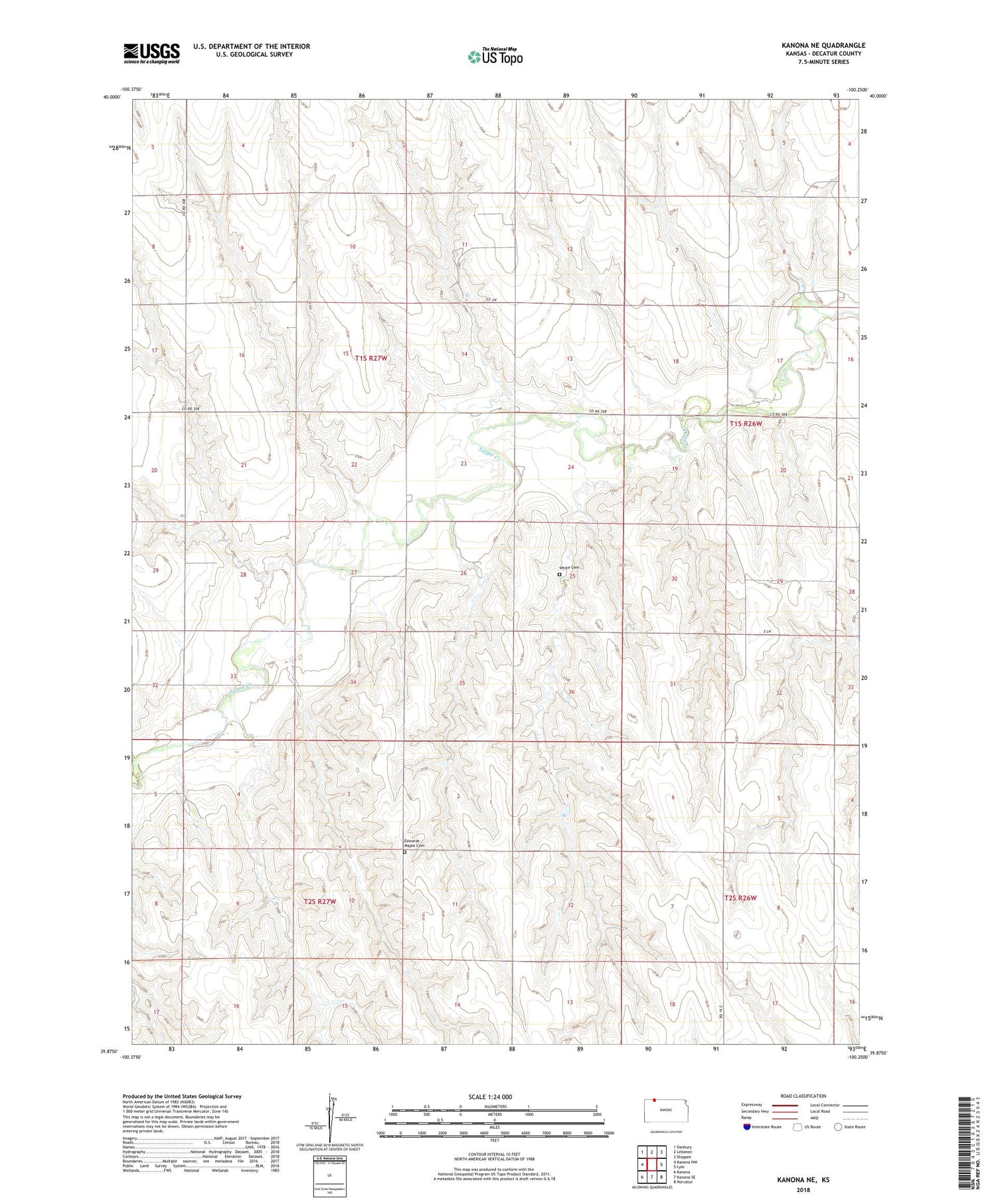 Kanona NE Kansas US Topo Map Image