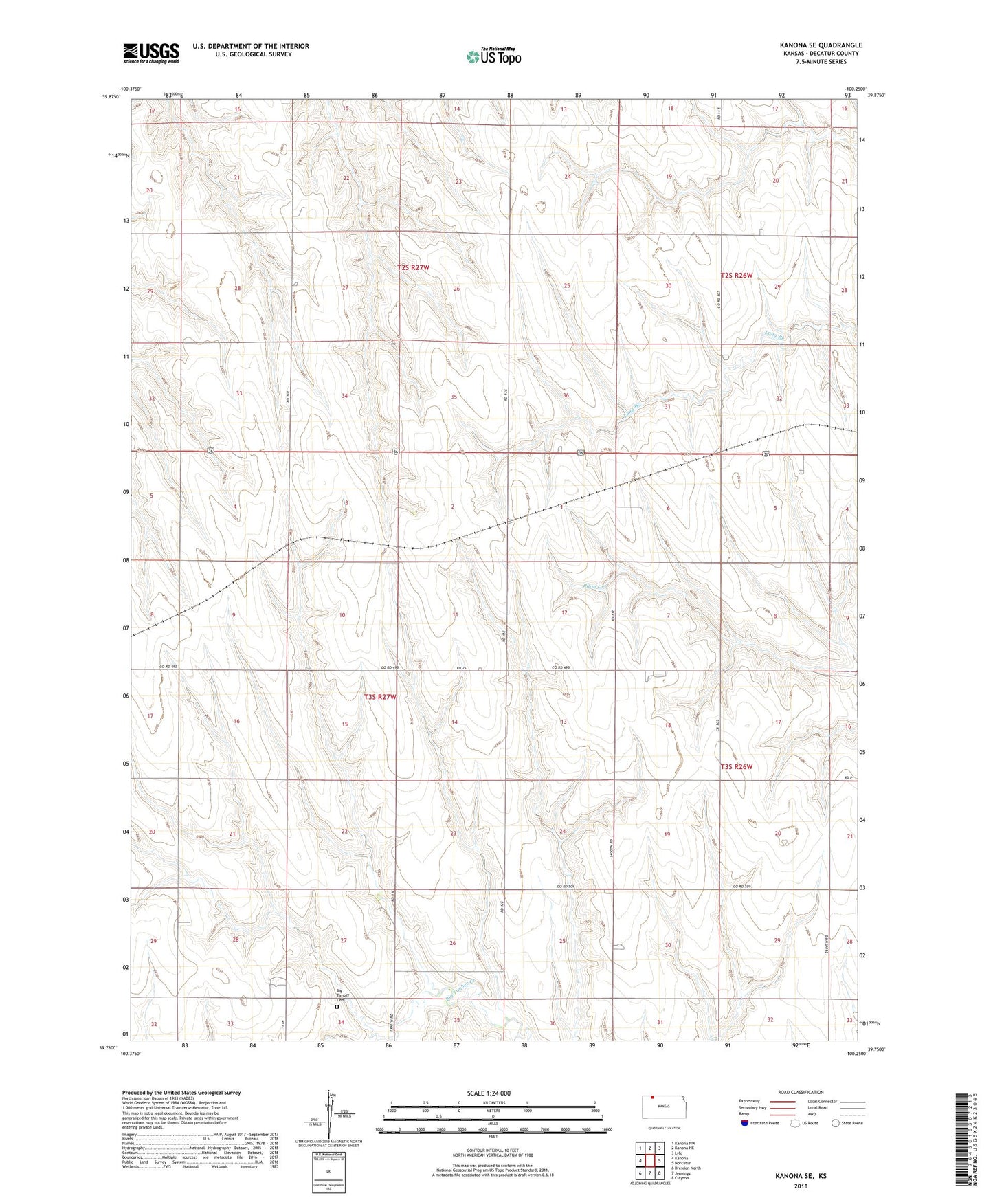Kanona SE Kansas US Topo Map Image